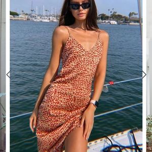 NWT✨satin midi slip dress in rust